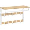 VASAGLE Appendiabiti da Parete, Mensola da Muro con 10 Ganci Rimovibili a 2 File, Barra Attaccapanni, per Ingresso Camera da Letto Bagno, Colore Rovere e Bianco LCR101W09