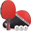 JOOLA Carbon Speed Racchetta da Ping Pong Professionale + 3 Palline + 1 Borsa Portable da tennis da tavolo, rosso/nero, 5pz