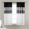 Lush Decor Night Sky - Tenda per finestra a pannello singolo, 106 x 160 cm (l x L), con paillettes, design scintillante e a blocchi di colore, corta, per camera da letto e soggiorno, nero e bianco