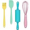 Tala Mini set di 4 utensili da forno in silicone con spatola, frusta, pennello da pasticceria e mattarello, senza BPA, resistente al calore