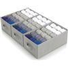 edihome, Organizer Armadio con Divisori per Cassetti, Contenitori Salvaspazio per Vestiti e Jeans, Organizzatore Pieghevole per Magliette e Biancheria (Pack 3 unità - 6 Divisori - Grigio chiaro)