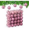 Relaxdays Palline di Natale, Set 50 Palle Albero, Addobbi Natalizi, ∅ 6 cm, in Plastica Opaca, Lucida, Glitter, Rosa