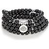 Self-Discovery Mala Charm con semi di loto Mala perline 108 Collana con bracciale Regali fatti a mano significativi Gioielli per lo yoga (Onice Nero (Black Onyx))