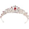 Lurrose Diademi da Donna: Corona da Regina Del Compleanno - Diadema da Sposa con Strass per Ballo di Fine Anno, Concorso di Bellezza E Festa (rosso)