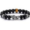 Zysta Feng Shui Bracciale ossidiana con perle cinesi Pi Xiu Braccialetto portafortuna Amuleto fortunato per uomo e donna
