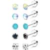 MILACOLATO Piercing Orecchini in Titanio G23 per Donna 5 Pairs Cuore Opale Perla Turchese Zirconi Luna 20G Flat Back Cartilagine Tragus Conch Helix Titanio