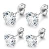 day berlin day.berlin orecchini a perno White da donna color argento, set da 4 con zirconi bianchi 6 mm e 8 mm, acciaio inox 316L, senza nichel e resistenti all'acqua