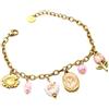 Shopping Cat Bijoux Bracciale Charms Floreali con perline in ceramica e vetro - Acciaio Inossidabile Dorato (Rosa)