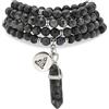 Self-Discovery Mala Braccialetto di perle Mala naturali 108, collana di consapevolezza con ciondolo Yoga Buddha Zen e ciondolo prisma esagonale in quarzo Reiki (Labradorite)