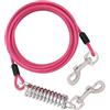 MDJYMYZ Cavo per legare cani da 5 metri, guinzaglio per cani da cortile, leggero, sistema di carrello per cani, cavo lungo per cani con molla antiruggine, per esterni, 5 m, rosa