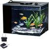 Halorin Piccolo acquario Betta da 3,7 l, set completo, mini acquario in acrilico con illuminazione a LED a 3 colori, supporti filtranti e pompa filtrante per piccoli pesci/gamberetti/piante (nero)