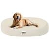 HMTOPE Cuccia per cani di taglia grande, lavabile, morbido cuscino per cani, rotondo, a ciambella, rimovibile e antiscivolo, Ø 100 cm, beige