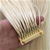 FUIBEJAE 6D Human Hair Extension 6D Machine Quick No Track Groove Connection alle estensioni reali dei capelli dei capelli della testa, 10 righe 100Strands,Blonde,20inch