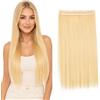 CAISHA 60cm Clip In Un Unico Pezzo Nell'estensione Dei Capelli Pezzo Di Capelli Sintetici Mezza Parrucca Liscio Biondo Platino C56