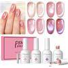 PEACECOLOR Smalto Semipermanente Unghie 4PCS Occhi di Gatto nail polish | Nude Rosa Cat Eye Gel Polish U V/Led Soak off con Gatto E Glitter Magnetico con Magnete Smalto Unghie Nail Art Regalo