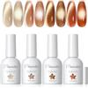 PEACECOLOR Smalto Semipermanente Unghie 4 Colori Occhi di Gatto Gel unghie | Cat Eye Gel Polish Autunno Inverno Colori Glitter Magnetico Smalto Unghie Lunga Durata Nail Art Designs Manicure 10ML