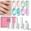 PEACECOLOR Smalto Semipermanente Unghie 4PCS Occhi di Gatto Gel Unghie Kit | Magnetico Cat Eye Gel Polish Nude Verde Viola Glitterato Effetto Long Lasting Gel per Unghie Nail Art Designs Manicure 10ML