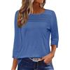 Onsoyours Maglietta Donna Manica a 3/4 Girocollo Pieghettata Tshirt Estiva Maglia a Maniche Tre Quarti Casual Top Basic Shirt A Blu Scuro XL