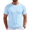 Elainone T-Shirt Uomo in Viscosa con Texture Verticale, Regular Fit | Maglia a maniche corte con girocollo a coste, pensata per ufficio, tempo libero, vacanze e giornate calde
