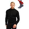 Merino.tech Maglione Lana Merino Uomo Mezza Zip - Intimo Termico Lana Merino Leggero, Medio, Pesante e Calzini (Large, 320 Black)