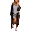 FSMO Cardigan lungo da donna, in pizzo, motivo floreale, estivo, kimono pareo bikini Cover Up giacca leggera da spiaggia, Nero#a., Taglia Unica