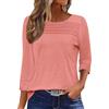 Onsoyours Maglietta Donna Manica a 3/4 Girocollo Pieghettata Tshirt Estiva Maglia a Maniche Tre Quarti Casual Top Basic Shirt A Corallo M