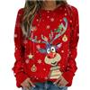 Generico Maglione Natalizio Donna Maglioni Natalizi Felpa Maglione Donna Maniche Lunghe con Stampa di Fiocchi di Neve a Collare Rotondo Renna Xmas Camicia Felpe Famiglia Maglioni
