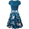 EFOFEI Donna Abiti Aderenti Scollo a V Svasato Trapezio Abito Midi Abiti Vintage Anni '50