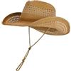 ATEUXOL Cappello Paglia Donna Cappello da Cowboy Western Vintage for Donna Uomo - Cowgirl in Paglia con Protezione Solare a Tesa Larga for Viaggi in Spiaggia all'aperto