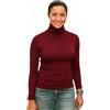 Sunfaynis Camicie da donna in cotone morbido a maniche lunghe con collo a mezza tartaruga, top elasticizzati sottoveste a strati, t-shirt da donna, Vino rosso, 3XL