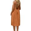 Generico Vestito Lungo Estivo Donna Abito con Schiena Scoperta Vestito da Mare Boho Chic Dresses Vestiti con Spalline Sottili Elegante Abiti Cerimonia Caftano Scollato Senza Maniche Taglie Forti Tinta Unita