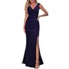 Cocila Abito da Sposa Corto Abito da Cocktail da Festa Avvolto in Velluto con Spacco Pieghettato Senza Maniche da Donna Vestito Marrone