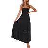 Generisch Abito estivo da donna in seta di ghiaccio, lungo senza spalline, maxi abito a fascia, con finiture in pizzo senza spalline, abito da spiaggia senza spalline, abito da spiaggia, abito da festa, per