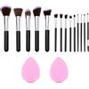 Carehabi Set pennelli trucco, 14 pennelli + 2 spugnette per viso e occhi