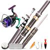 Yunmeryker Canna da Pesca Telescopica Mare | fibra di carbonio - set completo - esche - metallo - azione super resistente - porta rocchetto rimovibile - per principianti