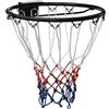 FMPGJLYH Canestro da basket in acciaio da 45 cm, per montaggio a parete, robusto anello da basket per interni ed esterni, rete in nylon resistente alle intemperie, materiale di montaggio incluso