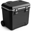 MagiDeal Ghiacciaia con Ruote Frigo Portatile Borsa Frigo Contenitore Termico a Scocca Coperchio Sicuro Scarico di Pulizia in PP, Grigio Scuro, 24QT+Maniglia Telescopica Con Ruote