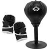 POPETPOP Palla Reazione Boxe da Tavolo Ventosa, Allenamento Nero | Pu e Plastica Spugna, per Ufficio e Workout, Migliora Riflessi e Coordinazione Mano Occhio