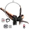 Generic Kit per antenna - Anello in acciaio inox da 61 cm con corda girevole e moschettoni per soffitto, supporto per albero, ginnastica, allenamento di danza, supporta fino a 136 kg