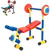 Elyzjhjl Set di panca per bambini per esercizi di fitness | Set di bilancieri per bambini per il gioco attivo e l'esercizio fisico, bilanciere regolabile con manubri giocattolo per