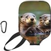 YQxwJL Copertura per pagaia da pickleball in neoprene con stampa di lontre, manica protettiva con cerniera e tasca a rete e moschettone