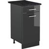 Vicco Mobiletto base cucina R-Line, Antracite lucido/Antracite 40 cm | 1 Cassetto · Piano di lavoro incl. · Piedini regolabili in altezza · 1 Anta · ✓ Liberamente combinabile
