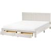 Beliani Letto matrimoniale moderno UE 180 x 200 cm con cassetti Testiera Velluto Rivestimento Base a doghe Bianco Sporco