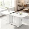 Soweiz Tavolo da Pranzo Allungabile 120/160 x 80 cm, Gambe in Metallo Placcato Argento, Tavolo da Pranzo con Vano Portaoggetti, Multifunzionale, Adatto per 4-6 Persone, Bianco