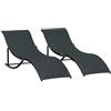 Outsunny Set di 2 Lettini Prendisole da Giardino Pieghevoli Nero