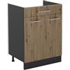 Vicco Mobiletto base cucina R-Line, Rovere artigianale/Antracite 60 cm | 2 Ante · Senza piano di lavoro · Piedini regolabili in altezza · 1 Ripiano · ✓ Liberamente combinabile
