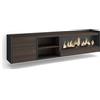 Skraut Home | Mobile TV Soggiorno | Ampio spazio a disposizione | 212x50x35 cm | Per TV fino a 80 | Camino elettrico XXL | Sospeso, da appendere | Stile moderno | Rovere scuro e Nero
