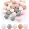 MOLIMOLI Crochet Beads Set 30 Pezzo Crochet Perline di Legno 16mm con Foro in 5 Colori, Handmade Perline di Legno per DIY Collana Bracciale Crochet Beads