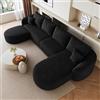Kuczn Divano angolare modulare a 4 posti in morbida ciniglia e divano letto comprimibile, divano con funzione sonno, design ad angolo profondo, senza montaggio, per soggiorno e camera da letto, nero