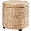 HOMCOM Pouf Contenitore Rotondo con Rivestimento Coperchio Ø43x43cm Kaki